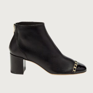 Salvatore Ferragamo Women Vara Chain Bootie in 70mm Heel-Black