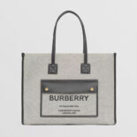 Burberry Women Medium Two-tone Canvas and Leather Freya Tote