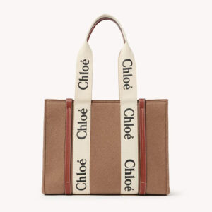 Chloe Women Medium Woody Tote Bag-brown