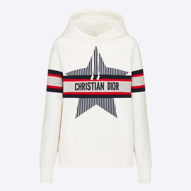 Dior Women Dioralps Hooded Sweatshirt White Three-Tone Dior Star Cotton Jersey