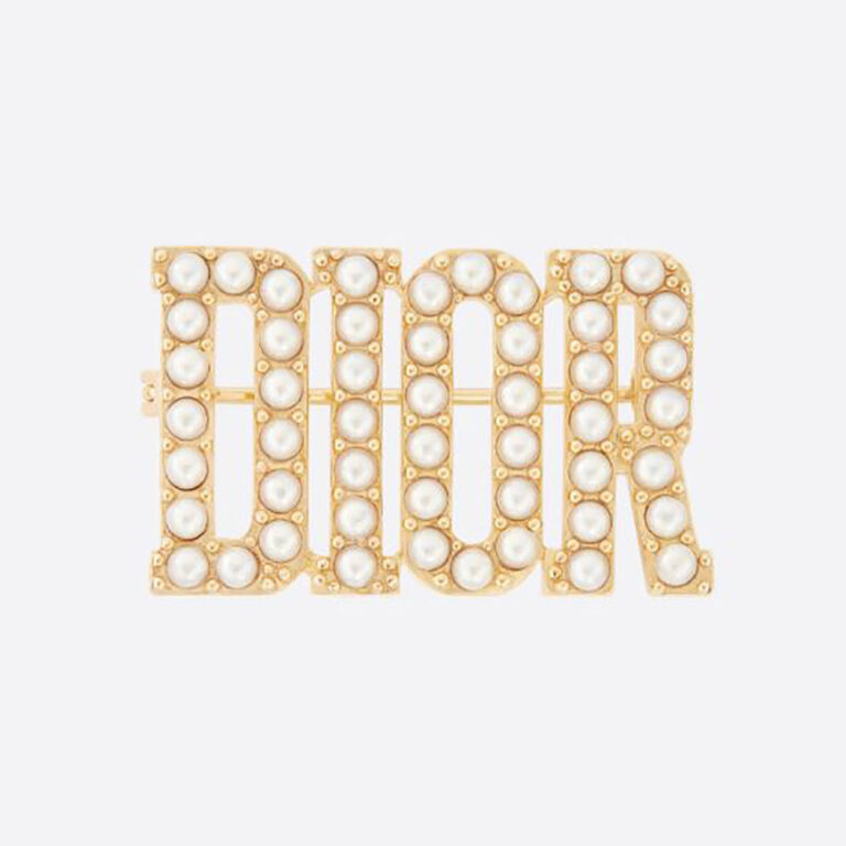 Dior Women Dio(r)evolution Brooch Gold-Finish Metal and White Resin Pearls