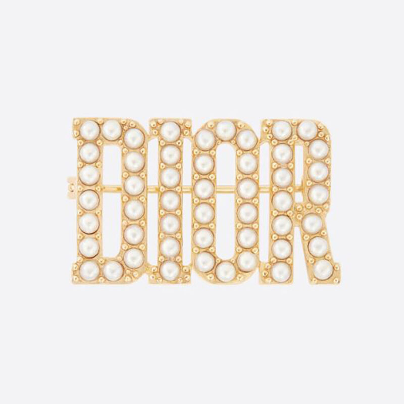 Dior Women Dio(r)evolution Brooch Gold-Finish Metal and White Resin Pearls
