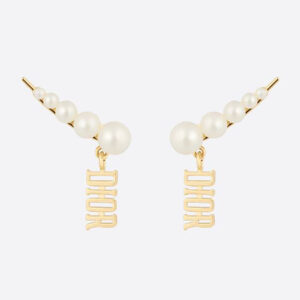 Dior Women Diorevolution Earrings Gold-Finish Metal and White Resin Pearls