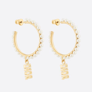 Dior Women Dio(r)evolution Earrings Gold-Finish Metal and White Resin Pearls