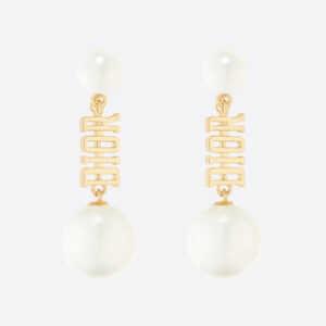 Dior Women Dio(r)evolution Earrings Gold-Finish Metal and White Resin Pearls