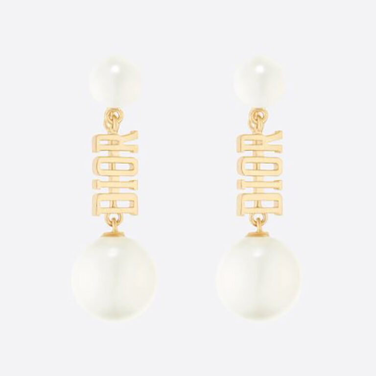 Dior Women Dio(r)evolution Earrings Gold-Finish Metal and White Resin Pearls
