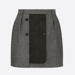 Dior Women Miniskirt with Macrocannage Lining Gray Cotton Drill