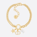 Dior Women Petit CD Bracelet Gold-Finish Metal and White Crystals