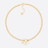 Dior Women Petit CD Necklace Gold-Finish Metal and White Crystals