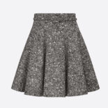 Dior Women Short Skirt Black and White Wool and Silk Mouline
