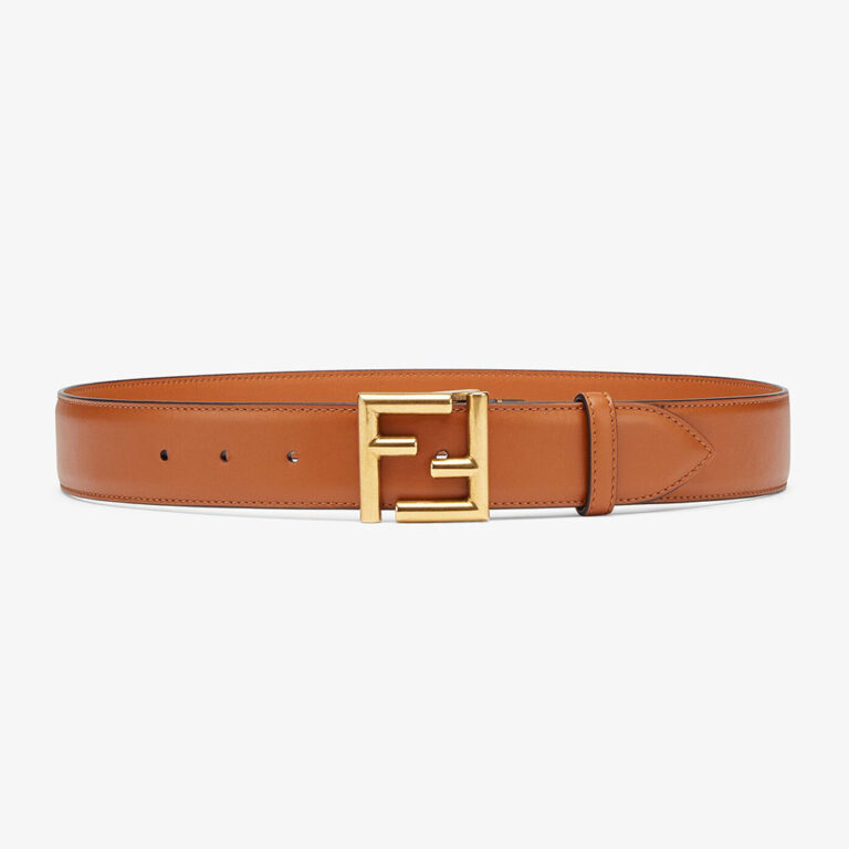 Fendi Women Belt with Loop and FF Stud Buckle-Brown