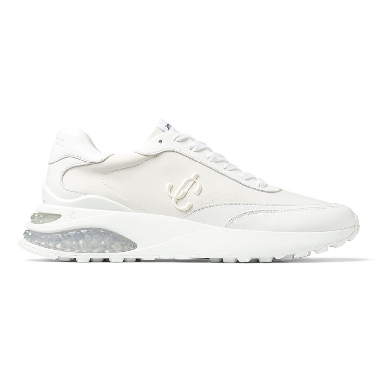 Jimmy Choo Women Memphis Lace UP/M White Neoprene and Leather Low-Top Trainers