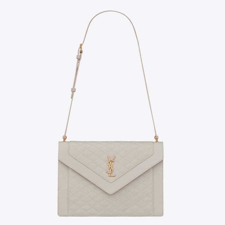 Saint Laurent YSL Women Gaby Satchel in Quilted Lambskin-White