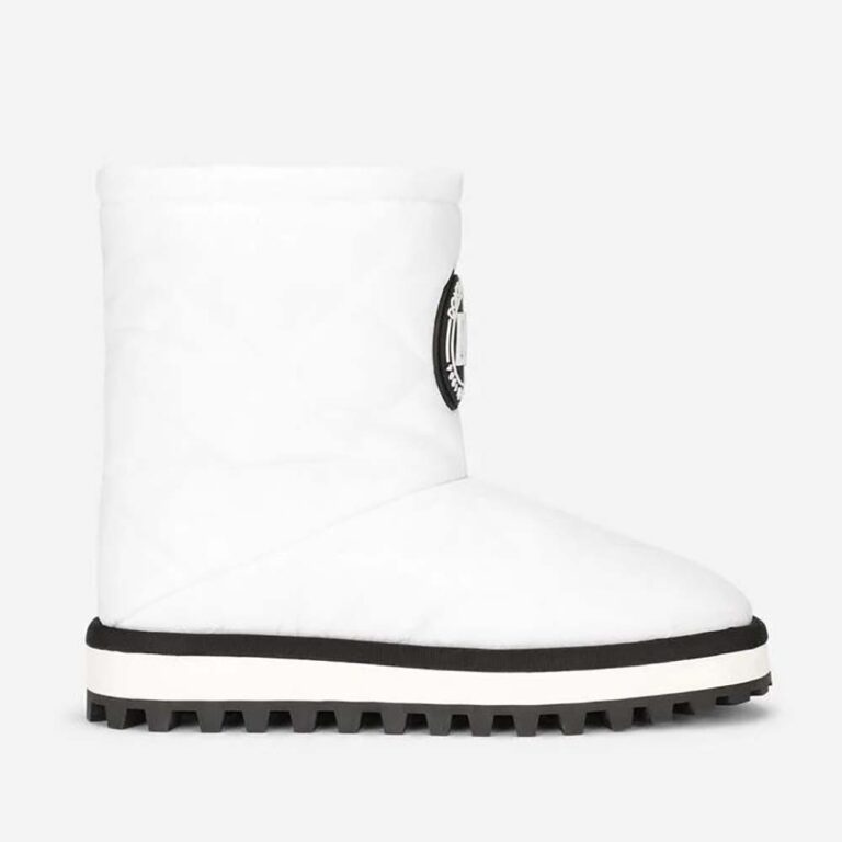 Dolce Gabbana D&G Women Nylon Ankle Boots with DG Logo-White