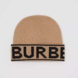Burberry Women Logo Intarsia Cashmere Beanie-Brown