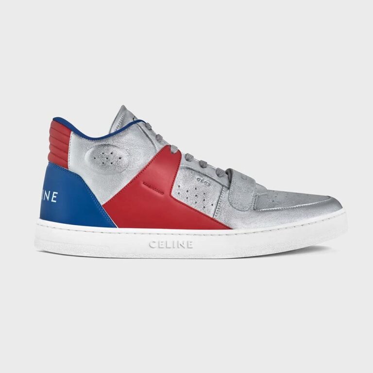 Celine Men CT-02 Mid Sneaker with Scratch in Metallic Calfskin and Calfskin