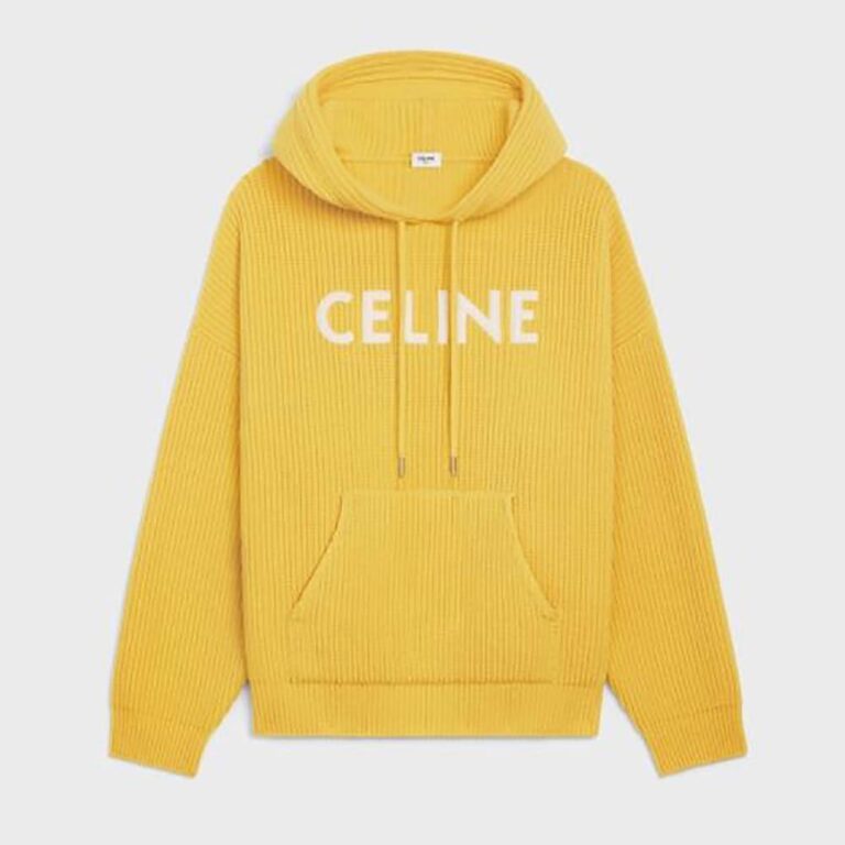 Celine Men Sweater with Hood in Ribbed Wool-Yellow