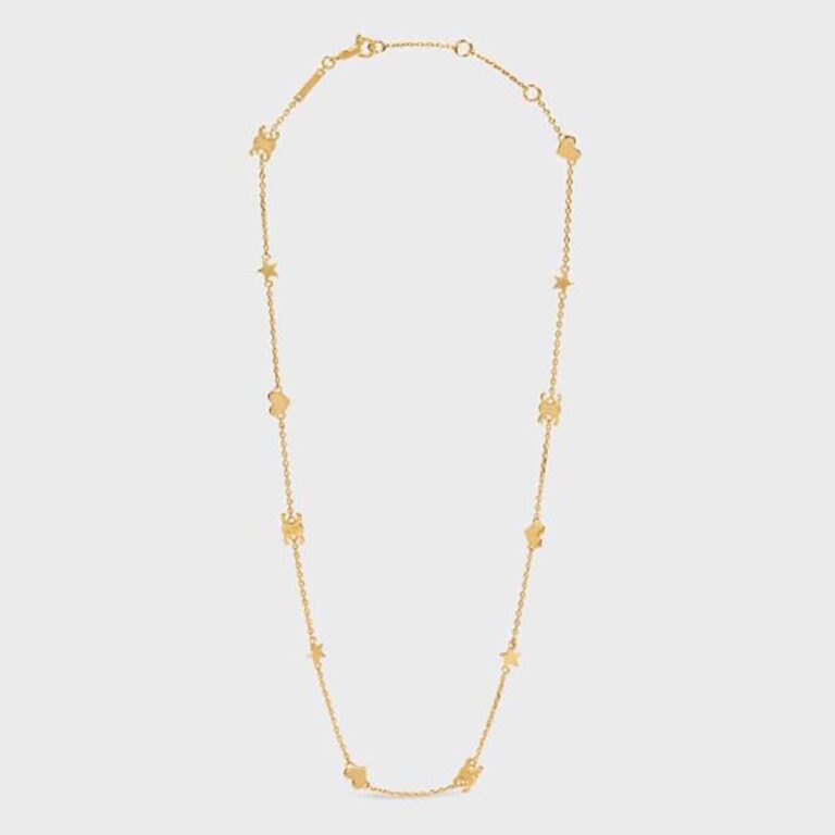Celine Women Maillon Triomphe Multi Motifs Necklace in Brass with Gold Finish