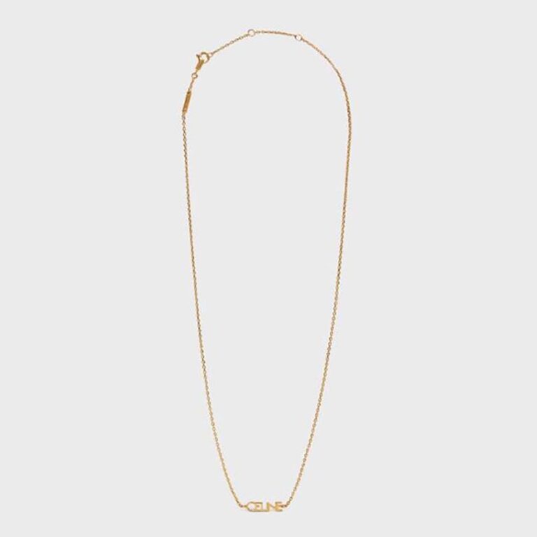Celine Women Typo Necklace in Brass with Gold Finish