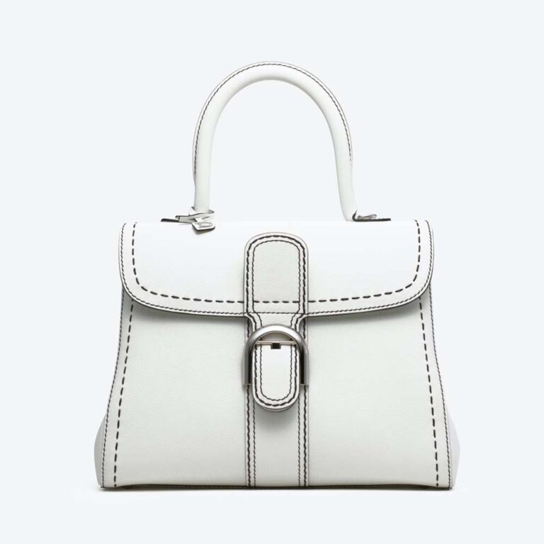 Delvaux Women Brillant MM Surpique in Rodeo Calf-White