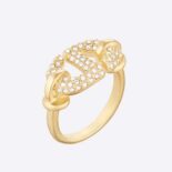 Dior Women CD Navy Ring Gold-Finish Metal and White Crystals