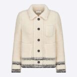 Dior Women Caro Jacket Ecru Technical Wool Fleece Knit