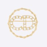 Dior Women Clair D Lune Brooch Gold-Finish Metal and White Crystals