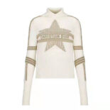 Dior Women Dioralps Stand Collar Sweater Beige Three-Tone Dior Star Wool Knit and Cashmere