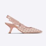 Dior Women J'Adior Slingback Pump Rose Des Vents Cotton Embroidery with Micro Houndstooth Motif