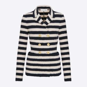 Dior Women Mariniere Marlene Jacket Navy Blue and Ecru Double-Breasted Cotton Knit