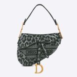 Dior Women Saddle Bag Gray Mizza Embroidery