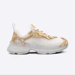 Dior Women Vibe Sneaker White Mesh and Gold-Tone Leather