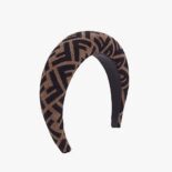 Fendi Women Headband in Brown Wool Cashmere and Silk