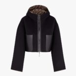 Fendi Women Hooded Jacket with Patch Pockets and Wide