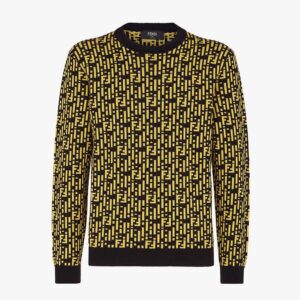 Fendi Women Regular-Fit Crew Neck Sweater-Yellow