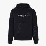 Givenchy Men Paris Destroyed Hoodie in Coton-Black