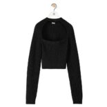 Loewe Women Cut Out Cropped Sweater in Wool-Black