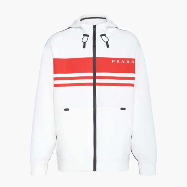 Prada Men Printed Technical Fabric Jacket-White