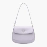 Prada Women Cleo Brushed Leather Shoulder Bag with Flap-Purple