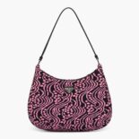Prada Women Cleo Jacquard Knit and Leather Bag-Pink