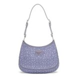 Prada Women Cleo Satin Bag with Appliques-Purple
