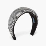 Prada Women Oversized Embellished Satin Headband with Heat-Bonded Crystals