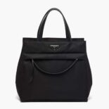 Prada Women Quilted Nylon Tote Bag-Black