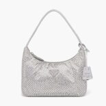 Prada Women Satin Mini-Bag with Artificial Crystals-Silver