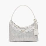 Prada Women Satin Mini-Bag with Artificial Crystals-White
