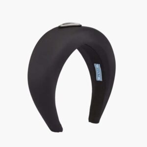 Prada Women Wide Nylon Headband with a Wraparound Design-Black