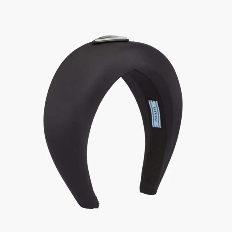 Prada Women Wide Nylon Headband with a Wraparound Design-Black