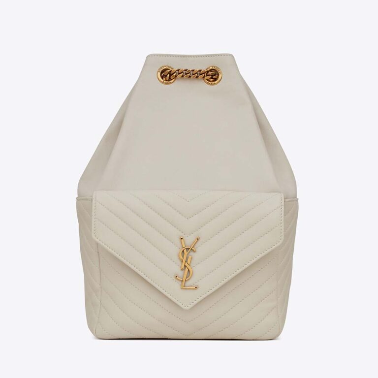 Saint Laurent YSL Women Joe Backpack in Lambskin-White