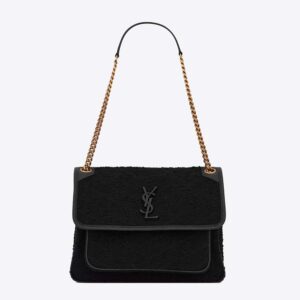 Saint Laurent YSL Women Niki Medium in Boucle Tweed and Smooth Leather