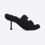 Balenciaga Women Furry 80mm Sandal in Black Fake Shearling